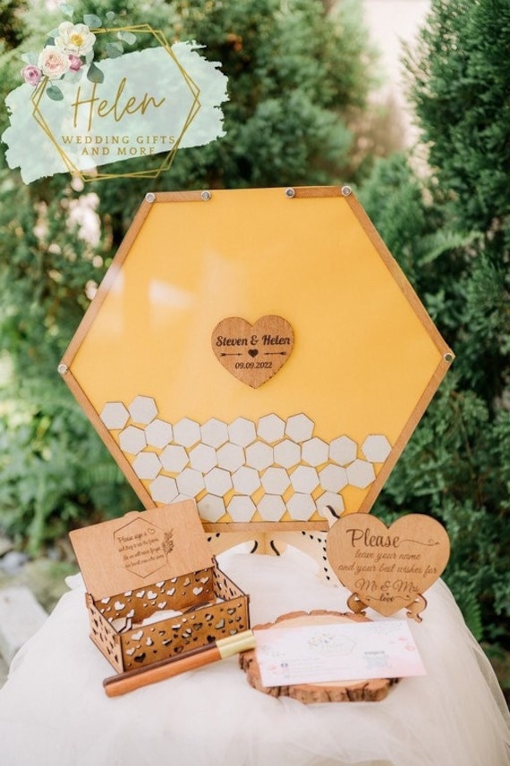 hexagon-wedding-guest-book-alternative-sign-guest-book-etsy