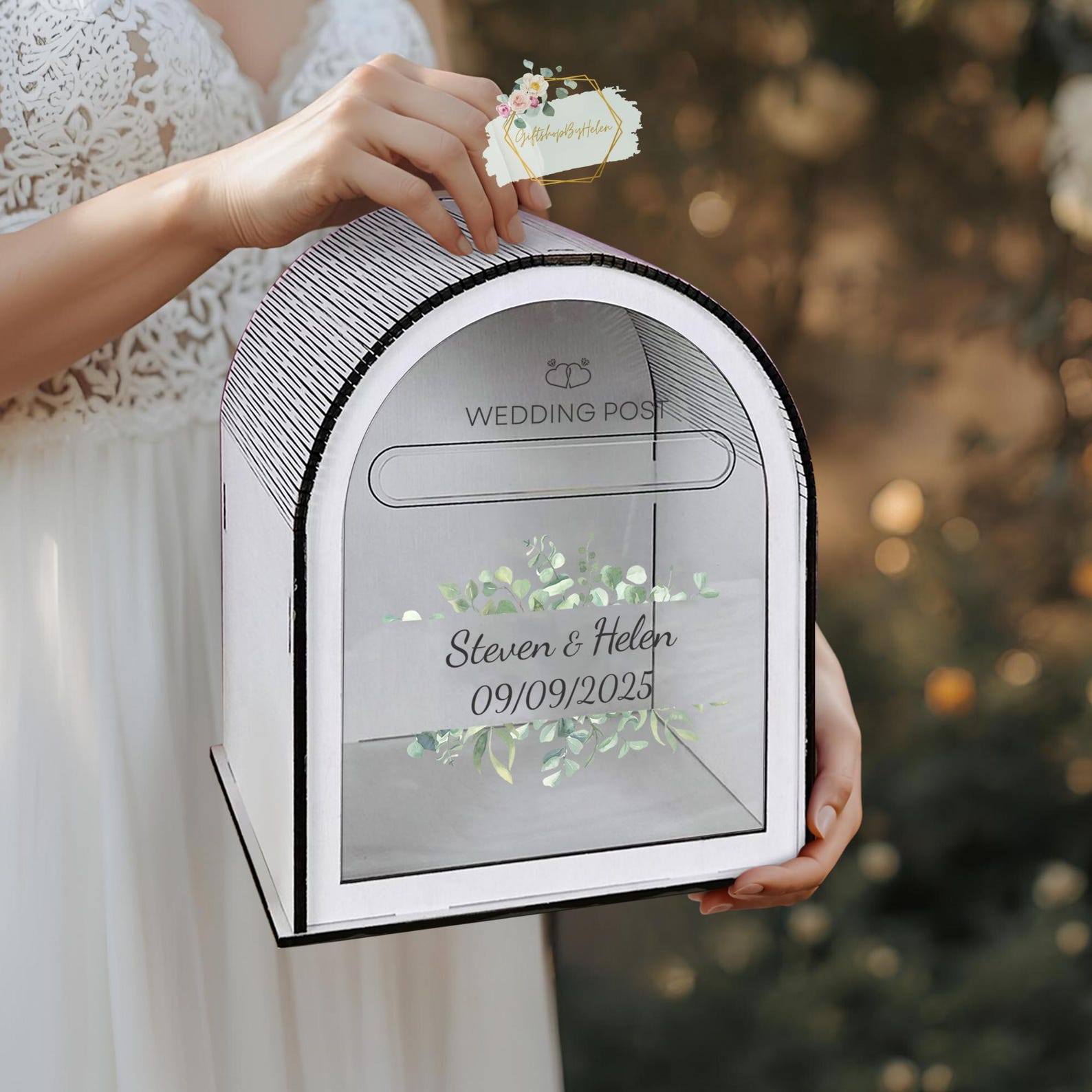 Personalized Wedding Card Box With Acrylic Front: Rose Engraving - Etsy