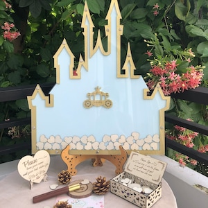 Wonderland Castle Guest Book Drop Box, Personalized Princess Castle Wedding Guest Book,Custom Carriage Castle Wedding Guest Book Alternative