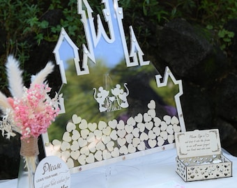 Wonderland Castle Guest Book Drop Box, Personalized Castle Wedding Guest Book, Custom Change Color Castle Wedding Guest Book Alternative