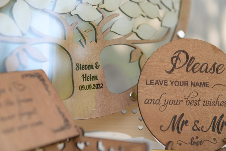 TREE & LEAVES Wedding Guest Book Alternative Tree in a Circle Etsy