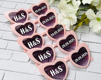 Personalized Heart Sunglasses: Wedding Party Favor, Custom Text