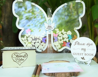 Custom Quinceanera guestbook alternative butterfly, Custom Acrylic Birthday guest book alternative butterfly, Sweet 16 guest book butterfly