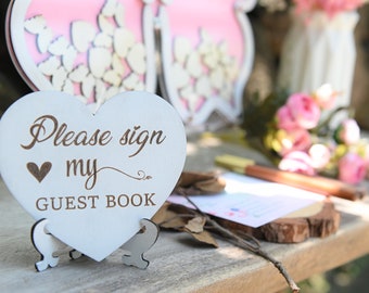 Libro Degli Ospiti Alternativo A Farfalla In Legno Per Matrimonio, Compleanno E Baby Shower Con 98 Tesserine - 6