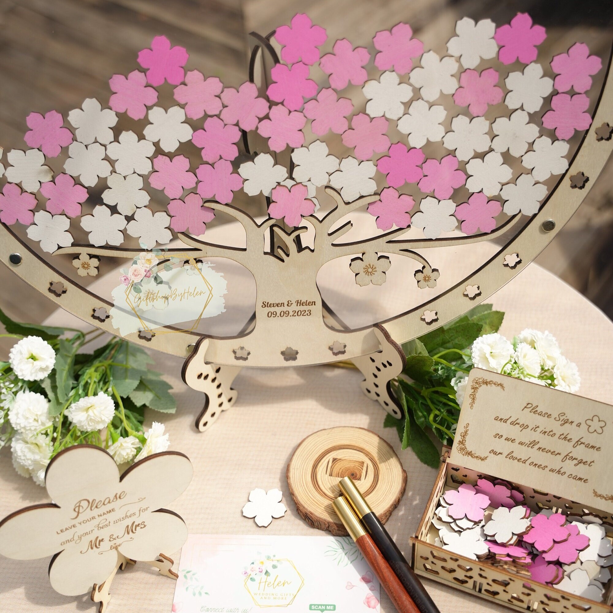 Personalized Cherry Blossom Wedding Guest Book