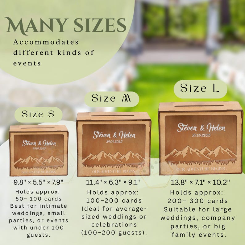 Custom Wooden Mountain Wedding Card Box With Slot Rustic Wedding Gift ...