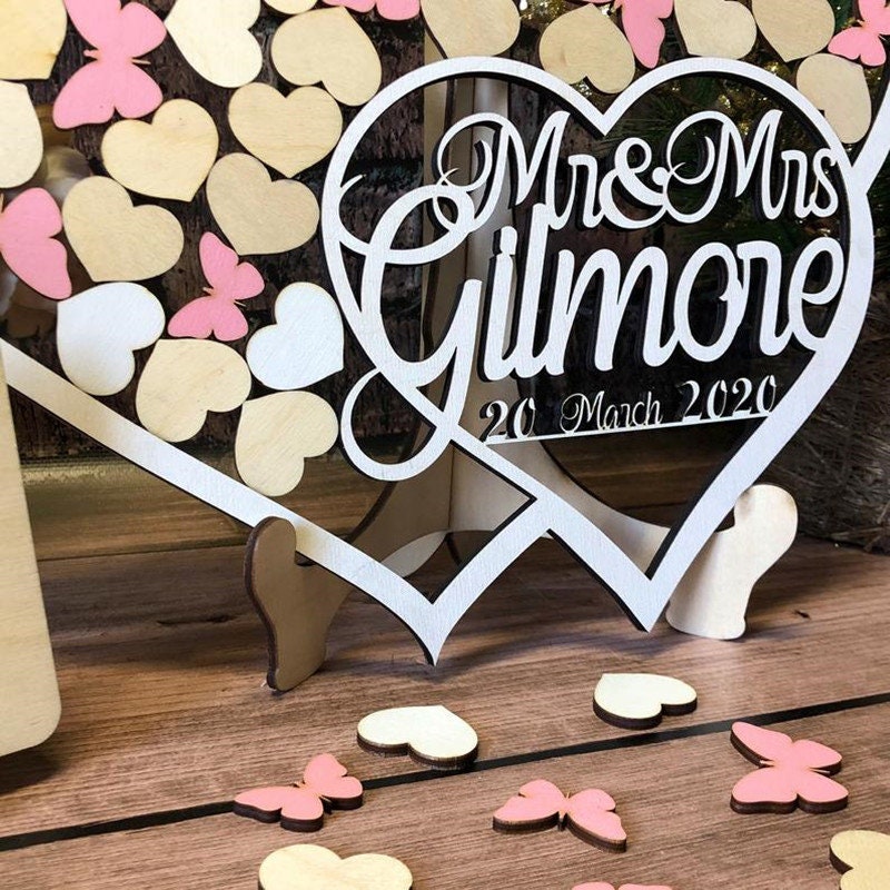 Darlene Louisa Rustieke 3D Hart Bruiloft Gast Boek Alternatieven Bruiloft Decoratie Unieke Houten Gastenboek Boom des Leven Gepersonaliseerd