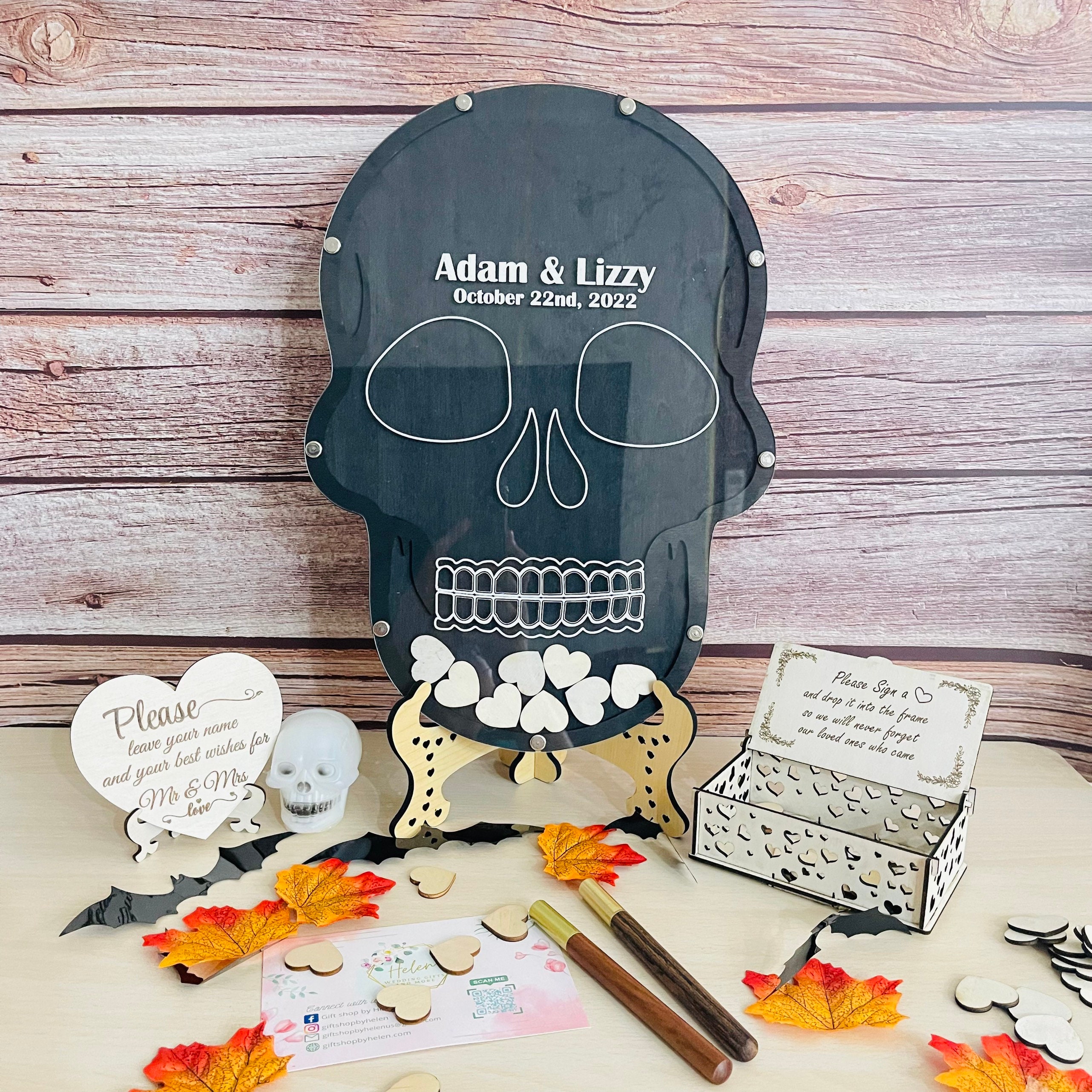 Personalized Skull Drop Box Guest Book: Gothic Wedding Decor