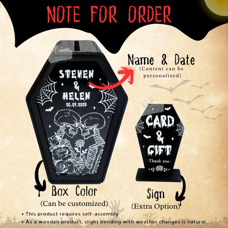 Personalized Gothic Coffin Wedding Card Box Wood & Acrylic ...