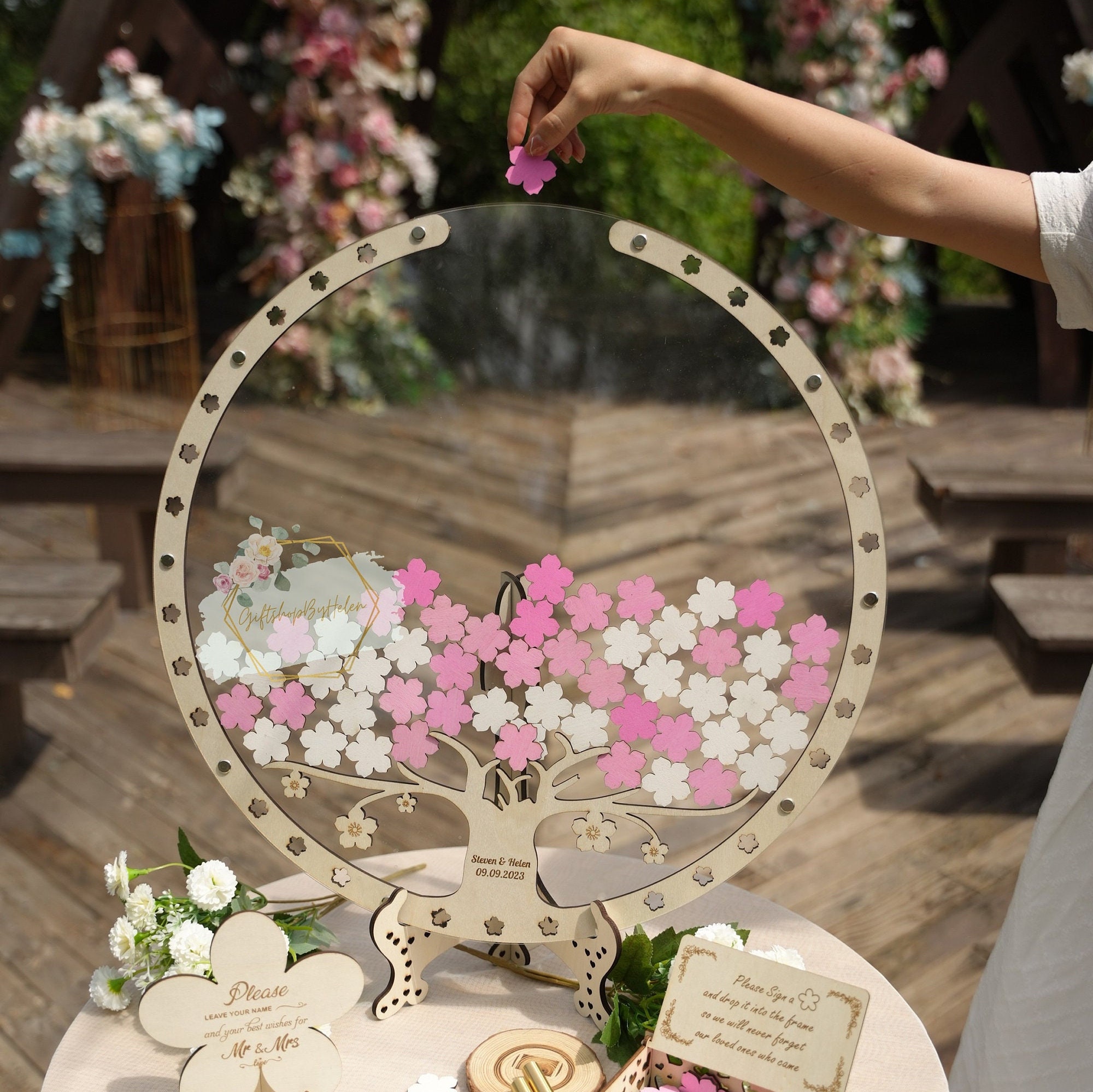 Personalized Cherry Blossom Wedding Guest Book