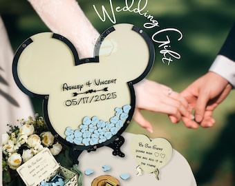 Cartoon Theme Wedding Drop Box: Wooden Mouse Guest Book