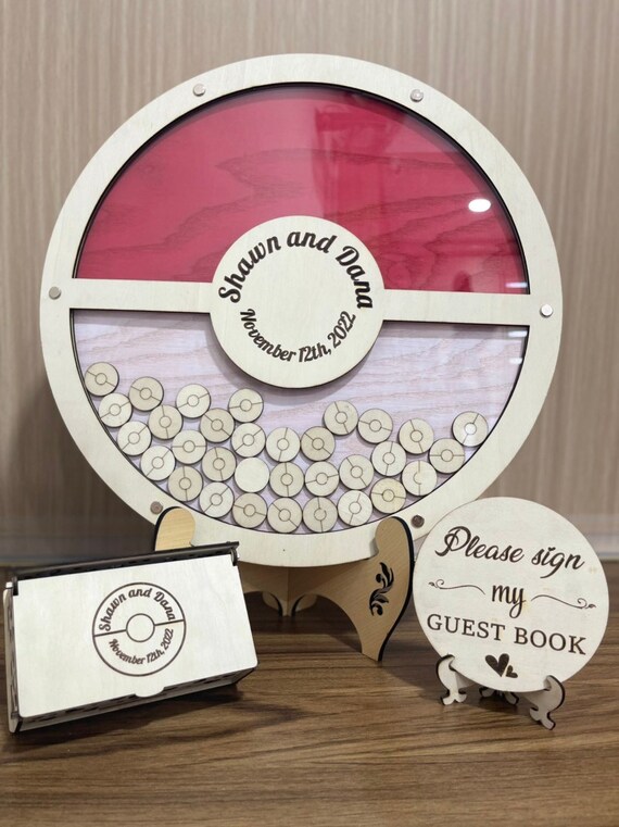 Circle Wedding Guest Book Alternative: Wooden Hearts, Modern Decor