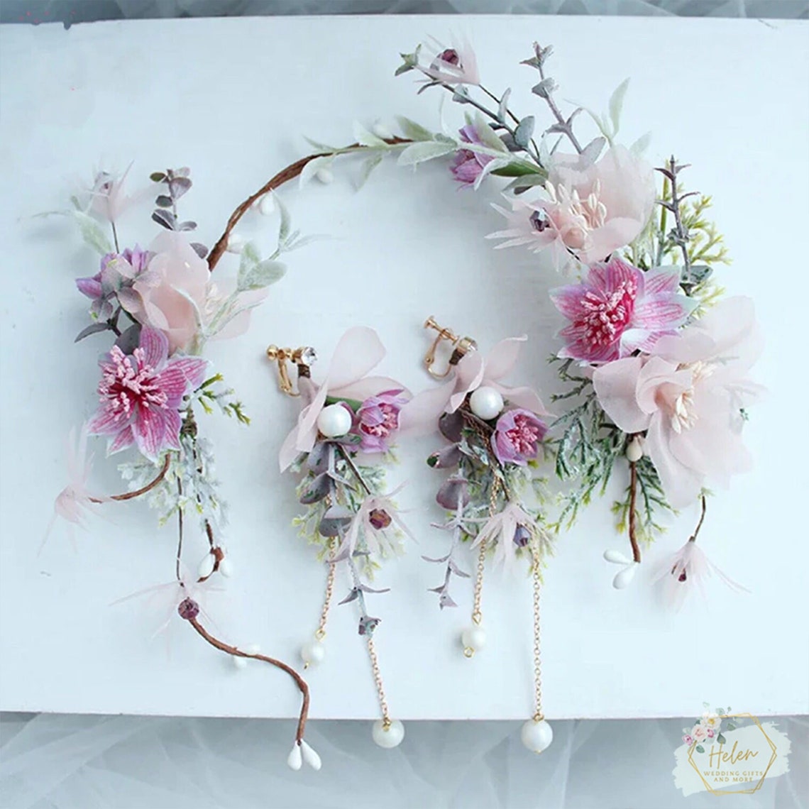 Boho Flower Headband Boho Wedding Floral Wreath Headband Etsy