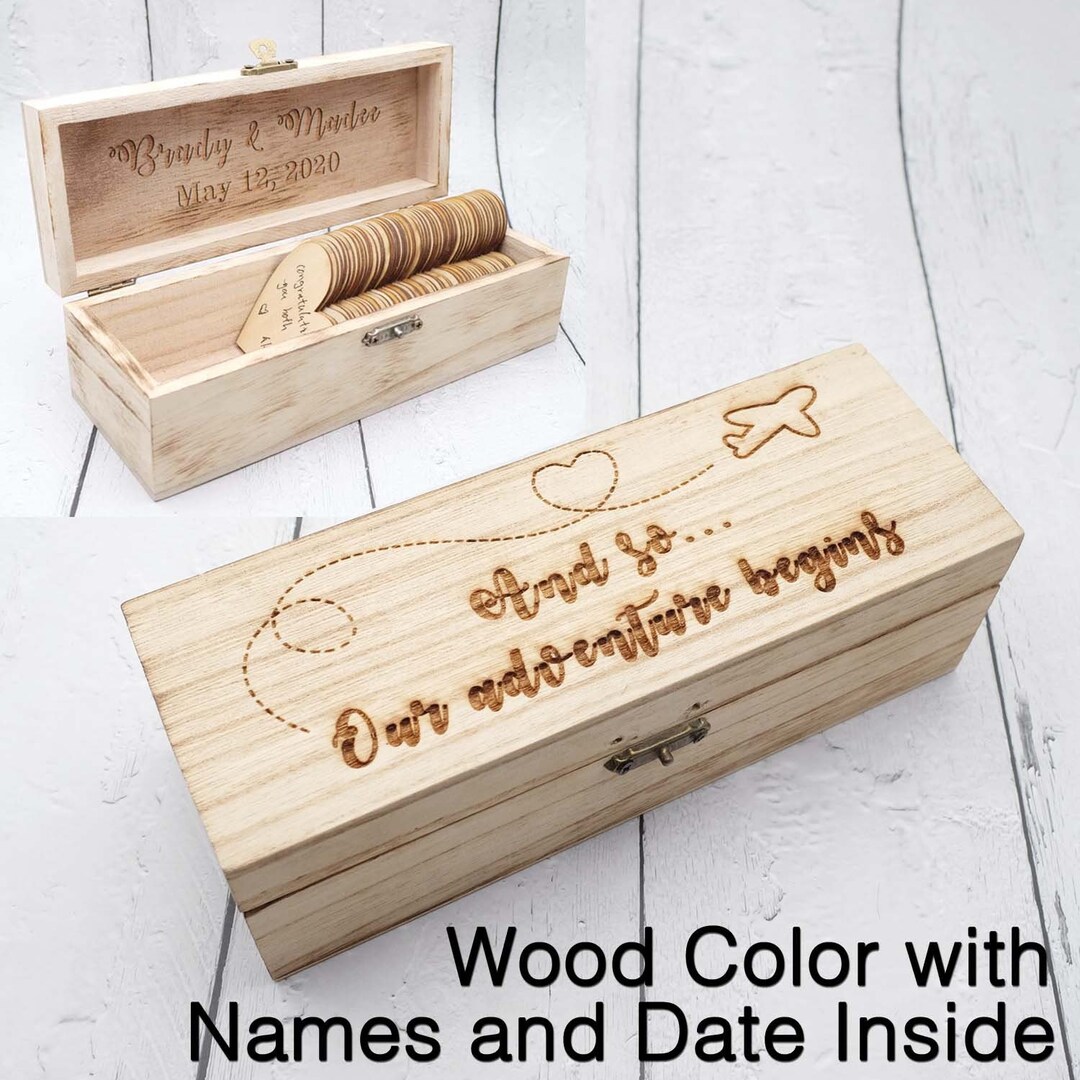 Personalized Wedding Guest Book Engraved Wooden Drop Box Etsy