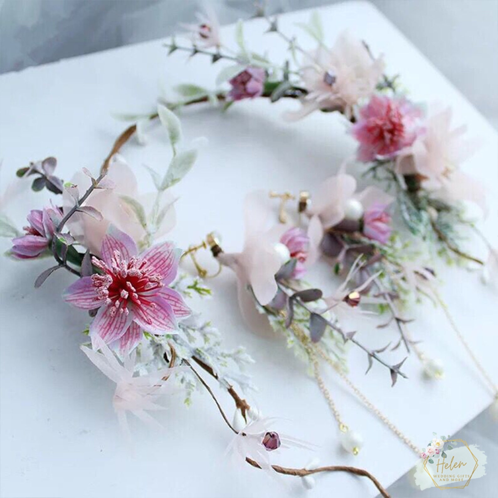 Boho Flower Headband Boho Wedding Floral Wreath Headband Etsy
