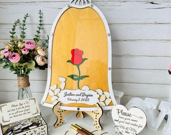 Fairy Tale Wedding Guest Book Alternative – Enchanted Rose Acrylic Quinceanera Drop Box – Personalized Romantic Sign-In Guestbook Sweet 16