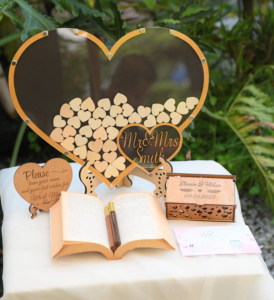 Wedding Guest Book, Heart Shape Guest Book, Rustic Guest Book, Wedding
