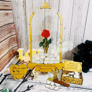 Alternativa para livro de visitas do casamento de A Bela e a Fera: Caixa de coleta Rose Bell