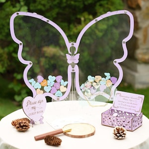 Butterfly Guest Book Sweet 16 Mis Quince Guestbook Alternative Birthday Drop Box Quinceanera Guestbook Alternative Butterfly Party Favors
