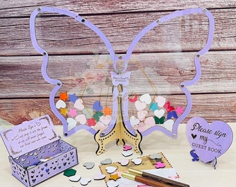 Butterfly Guest Book Frame: Purple Sweet 16 Quinceañera