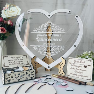 Heart Quinceanera Guest Book Alternative for Quinceañera Decor Custom Quince Guest Books Sweet 16 Gifts For Girl Sweet Sixteen Birthday Gift