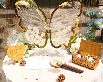 Custom Sweet 16 guestbook alternative butterfly, Custom Acrylic Wedding guest book alternative butterfly, Quinceanera guest book butterfly