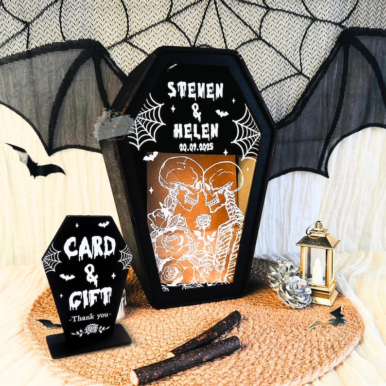 Personalized Gothic Coffin Wedding Card Box Wood & Acrylic ...