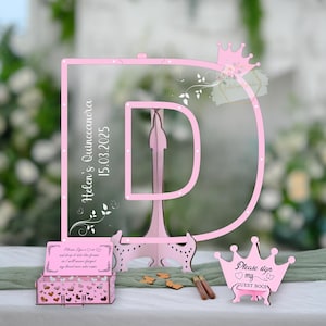 Custom Initial Guest Book Alternative Drop Box for Sweet 16 or Quinceañera Birthday Sign In Display Personalized Girl Party Keepsake