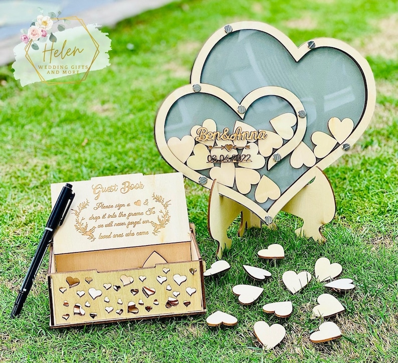 Heart Wedding Guest Book Custom Wedding Guest Book Rustic Etsy