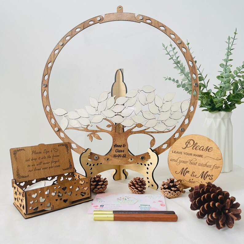 TREE & LEAVES Wedding Guest Book Alternative Wedding Guest Etsy