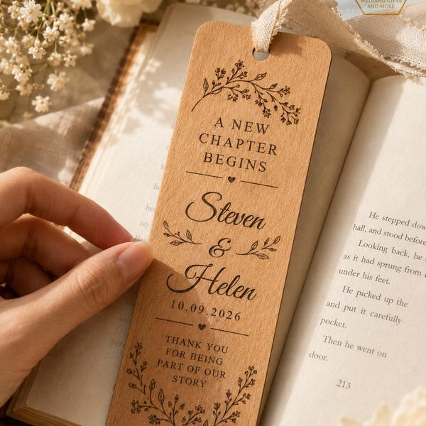 Personalize Wooden Bookmark with Tassel, Custom Bookmark Wedding Favors, Bulk Bookmark Favor Wedding Gift Guest
