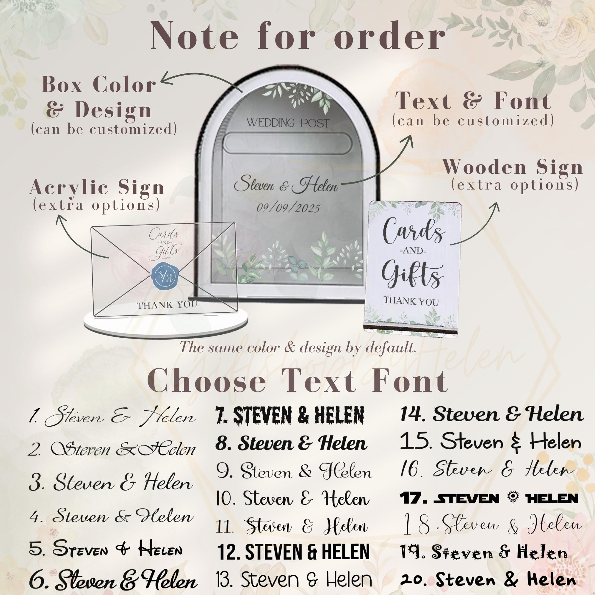 Personalized Wedding Card Box With Acrylic Front: Rose Engraving - Etsy
