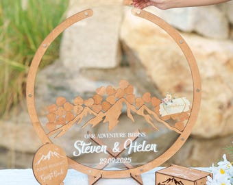 Rustic Mountain Wedding Guest Book Alternative: Wooden Drop Box Keepsake