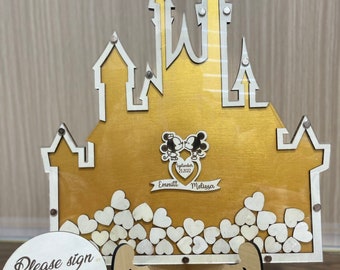 Personalized Castle Wedding Guest Book Alternative: Wooden Drop Box