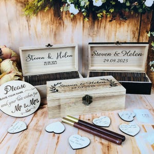 Rustic Wedding Guest Book Alternative: Wooden Wishes Box with Hearts