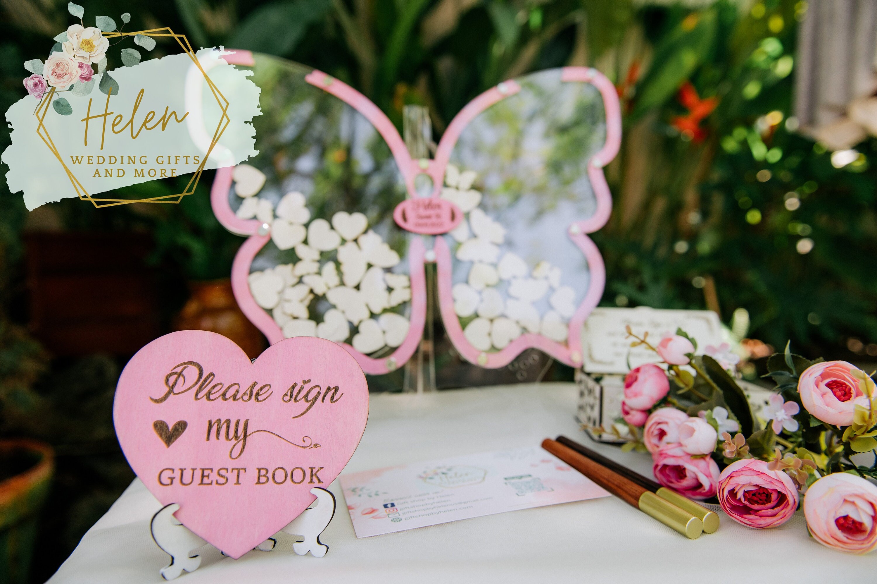 Libro Degli Ospiti Matrimonio A Tema Farfalle – Con Domande, Copertina Rigida, A4 Orizzontale