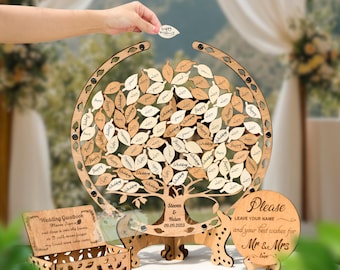 Family Tree Wedding Guest Book Alternative, Personalized Wedding Gift for Couple, Fall Wedding Decor with Wedding Tree Guest Book
