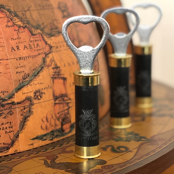 Handgemaakte 12 GA shotgun flesopener van upcycling