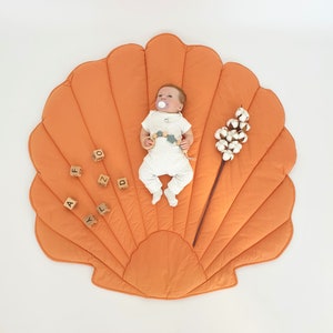 Orange Muschel Spielmatte, dekorative Bodenmatte, Baby Spielmatte