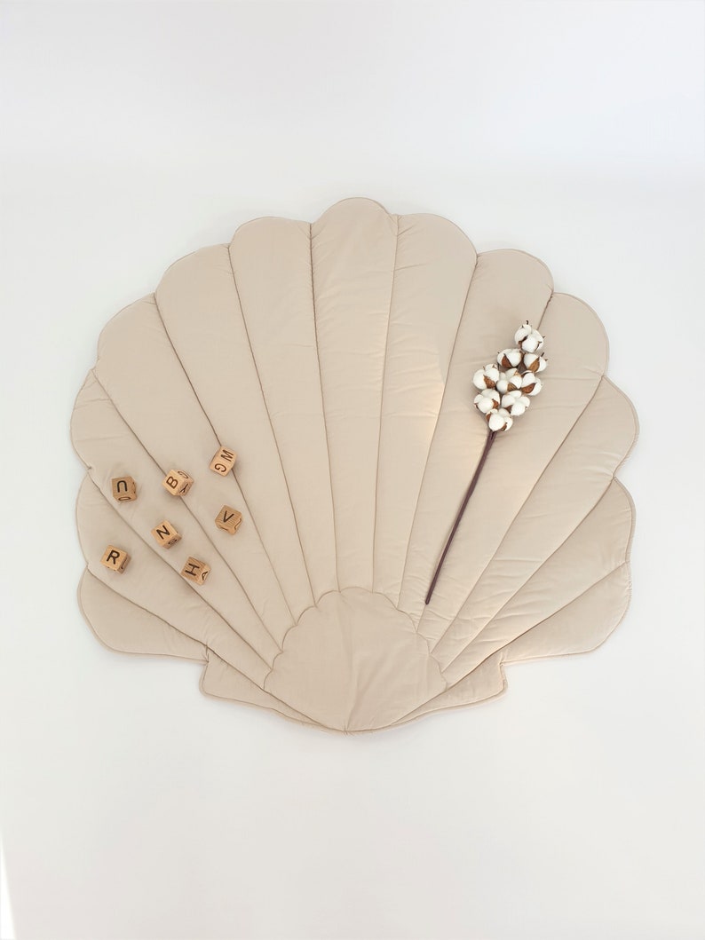 Natural seashell play mat, decorative floor mat, baby play mat image 3