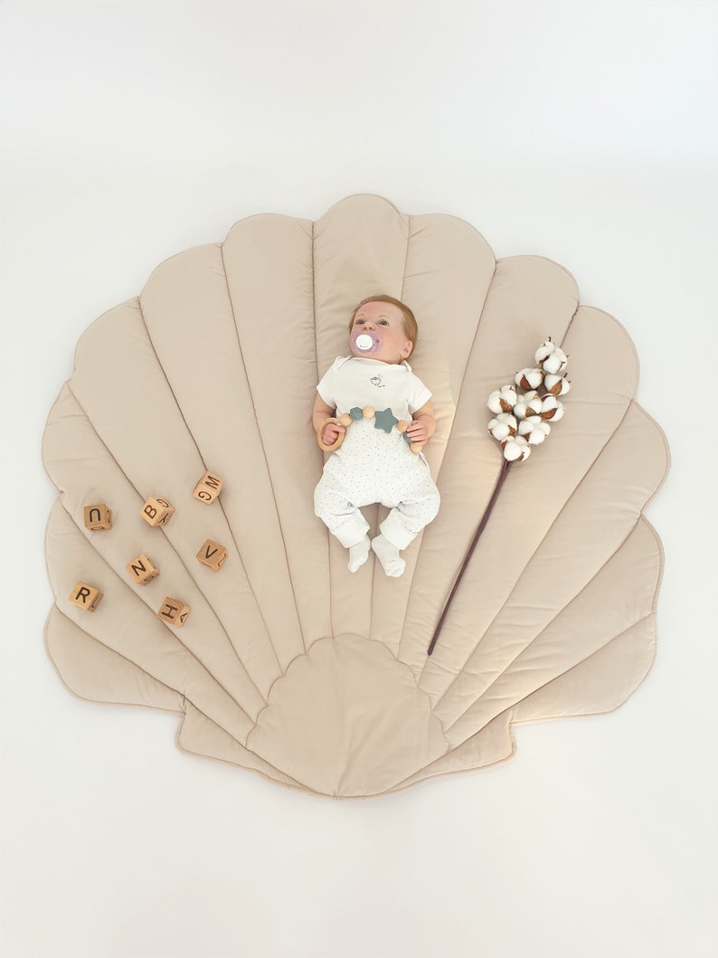 Tapis de jeu en coquillage naturel, tapis de sol décoratif, tapis de jeu pour bébé image 5