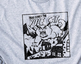 Here Comes the Yule Cat T-Shirt – Icelandic Folklore Christmas Shirt | Unique Holiday Apparel | Unisex Sizes