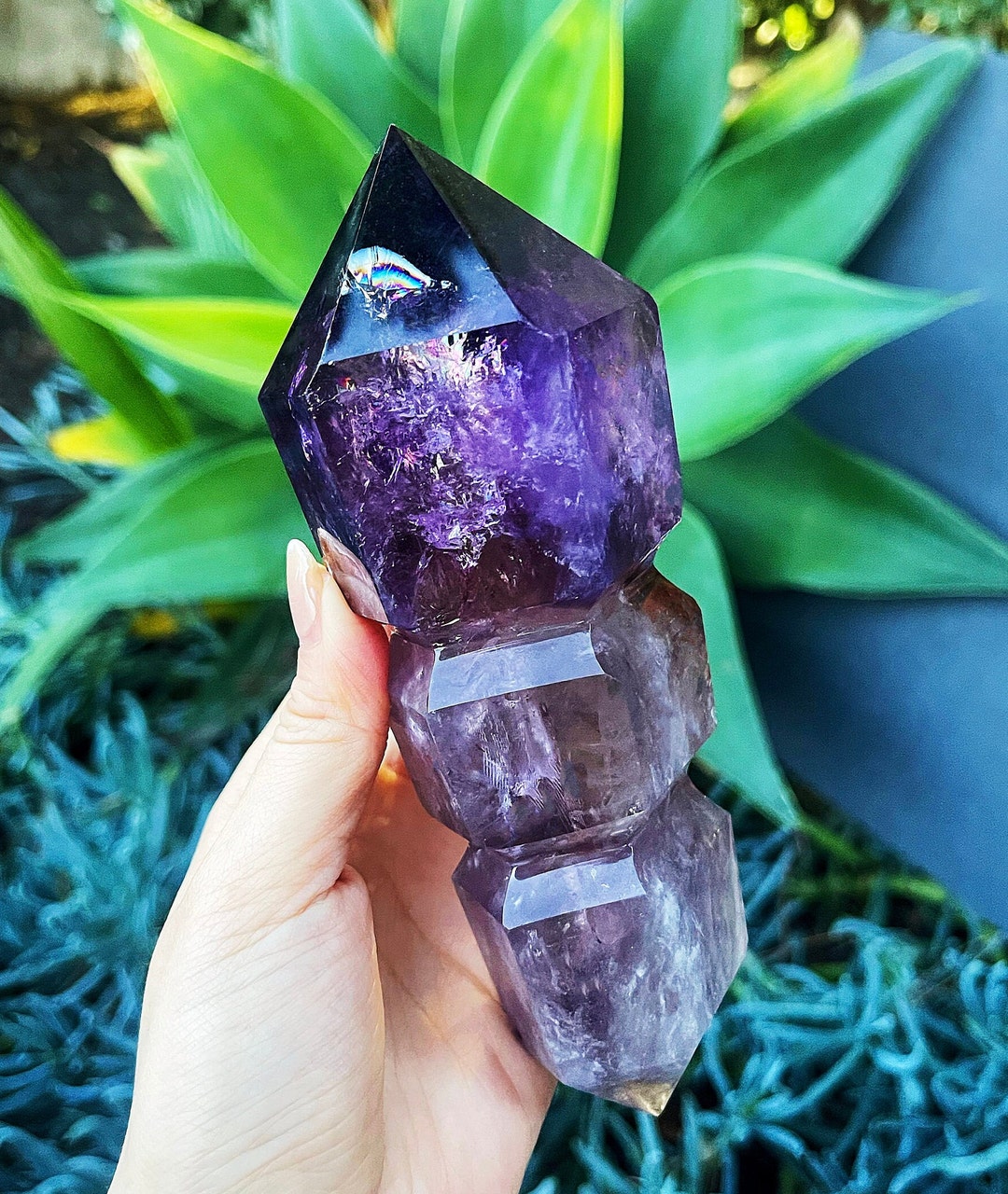 Powerful AAA Divine XL Tower Shaped Multi-side Amethyst Vogel Rainbow ...