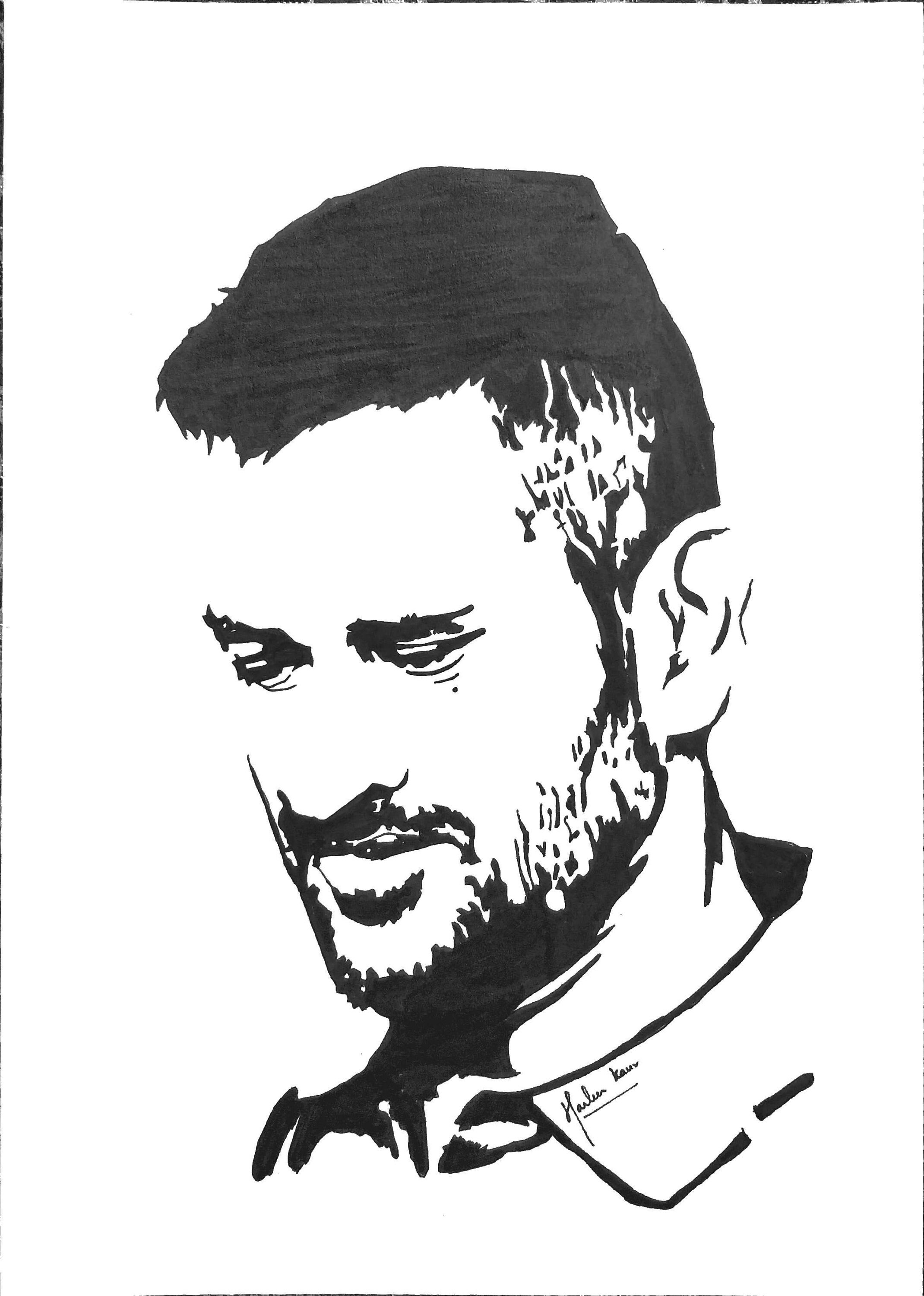 Stencil sketch of MS Dhoni Personalized stencil sketc Etsy