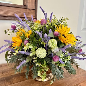 Sunflower Floral Arrangements, Summer Centerpieces, Modern Farmhouse Decor