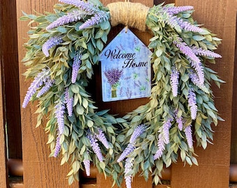 Small Wreath, Farmhouse Wreath, Lavender Mini Wreath, Year Round Wreath