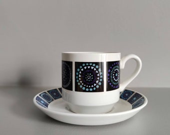 Midwinter Madeira Coffee Cups by Nicholas Jenkins: 1960s Geometric Design