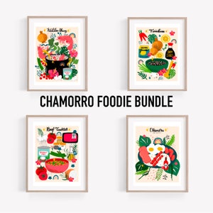 Chamorro Foodie Art Print Bundle, Guam Art Prints, Guam Food Art, Chamorro Gifts for Chefs, Gifts for Chef