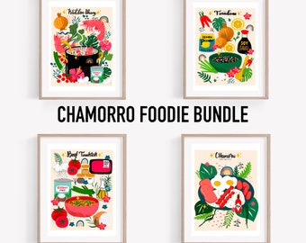 Chamorro Foodie Art Print Bundle, Guam Kunstdrucke, Guam Food Art, Chamorro Geschenke für Köche, Geschenke für den Koch