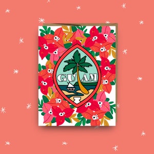 Cartões florais de Guam, cartões de nota com selo de Guam, cartões de felicitações Guam Puti Tai Nobio, cartões de nota Chamorro